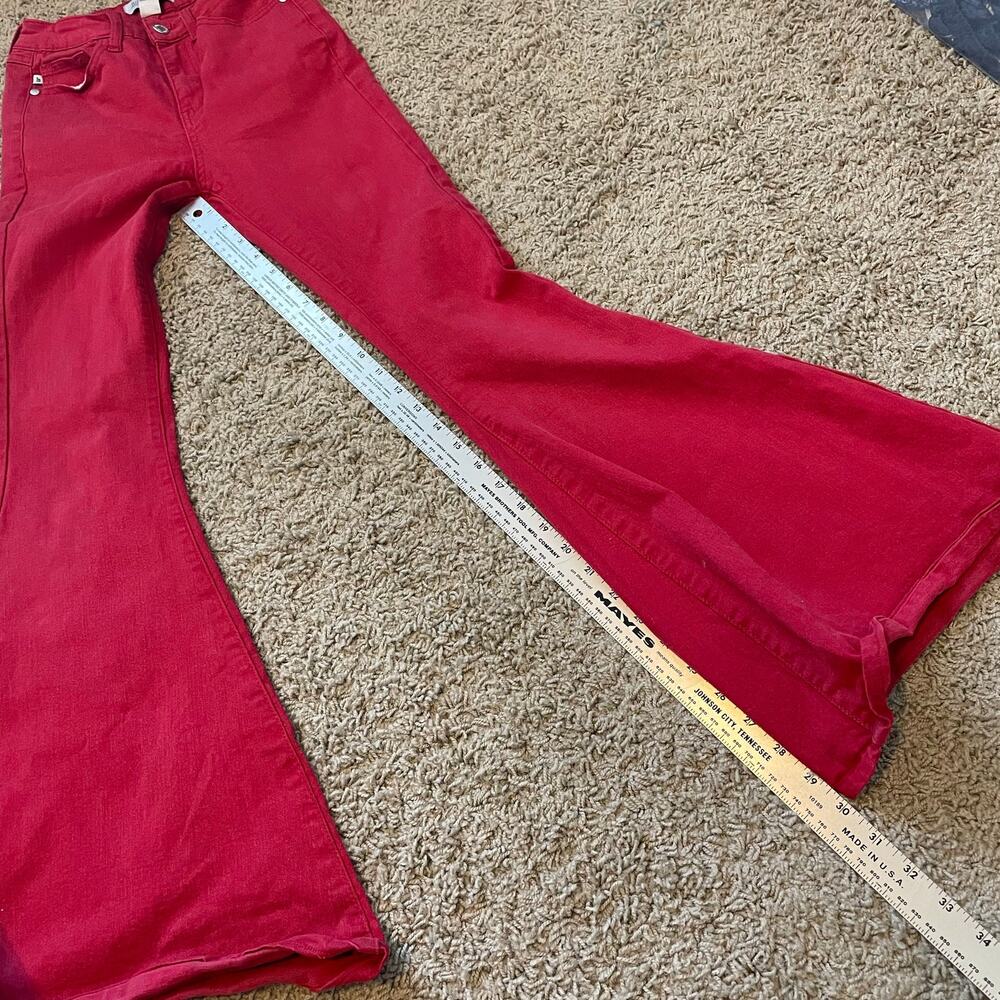 Judy Blue Gameday Red Super Flare Bell Bottom Jeans size 1/25 stretchy - Picture 9 of 12